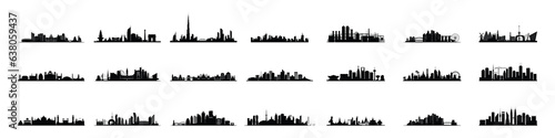 set of buildings silhouette