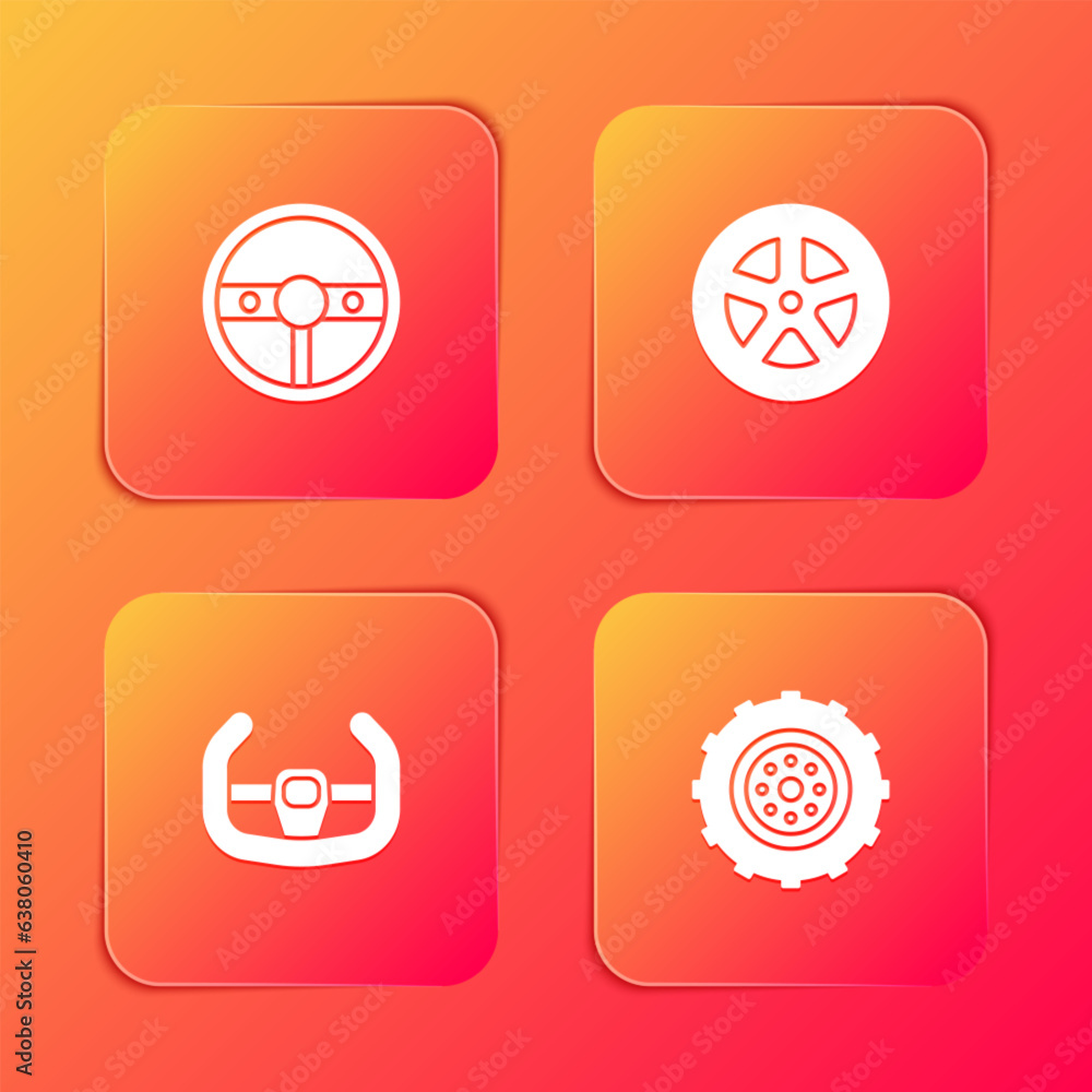 Set Steering wheel, Car, Sport steering and icon. Vector Set Steering wheel, Car, Sport steering and icon. Vector