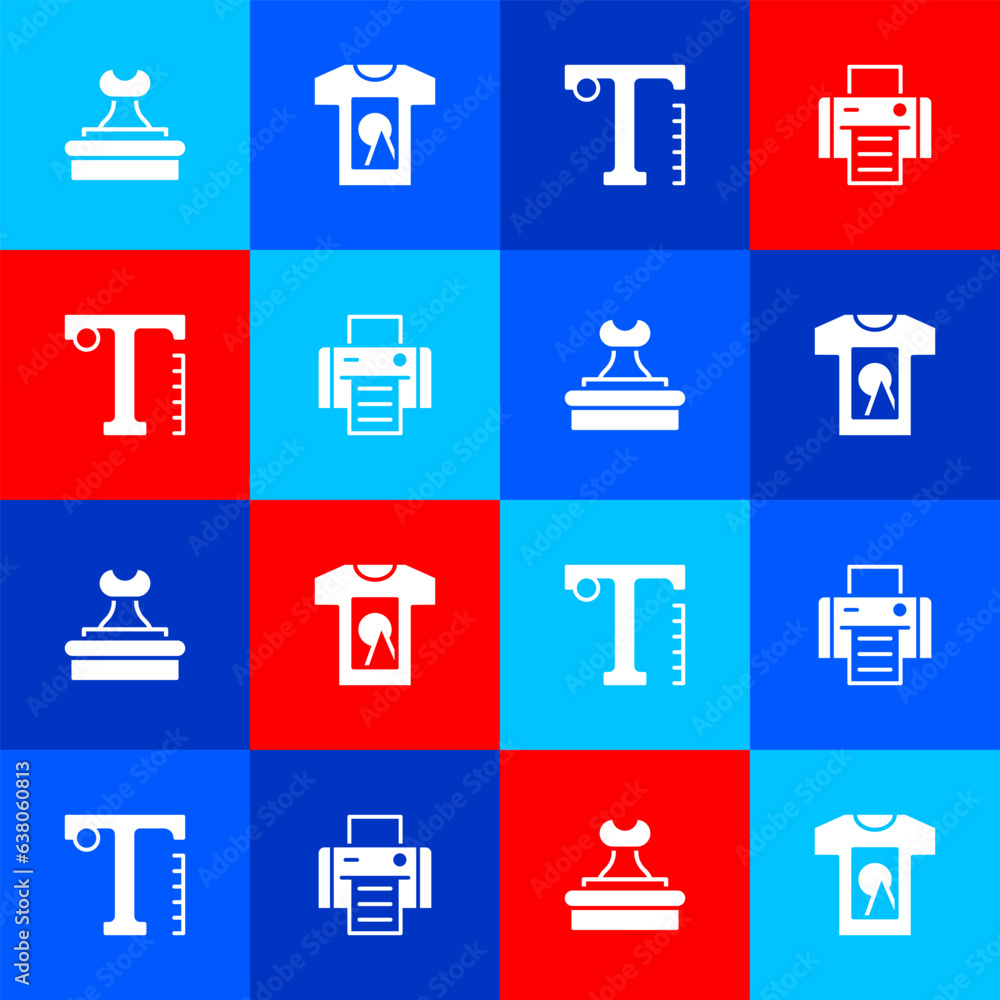 Set Stamp, T-shirt, Text and Printer icon. Vector Set Stamp, T-shirt, Text and Printer icon. Vector
