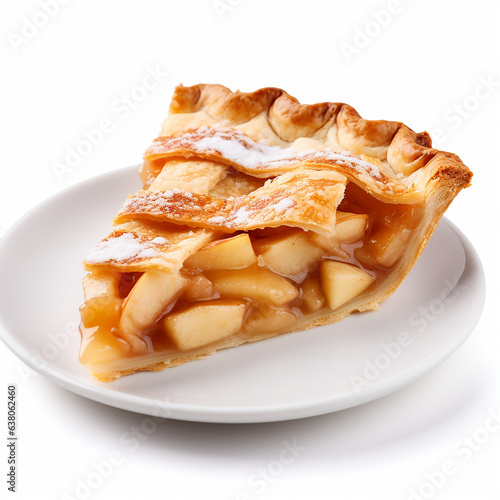 A slice of apple pie on a plate