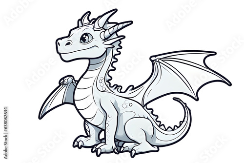 sticker illustration of a cartoon dragon