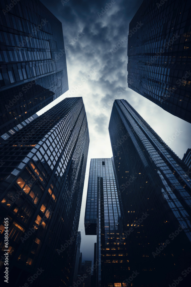 Skyscrapers, business landscape background. Generative AI