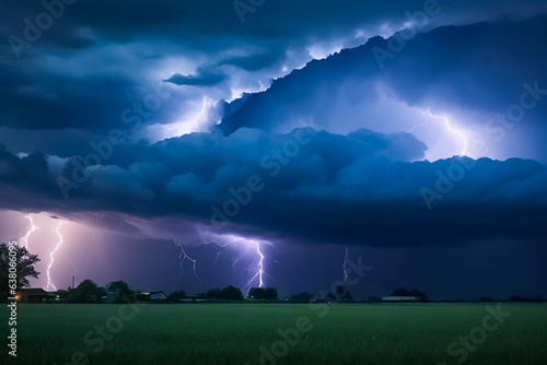 Thunderclouds with thunderstorm tornado