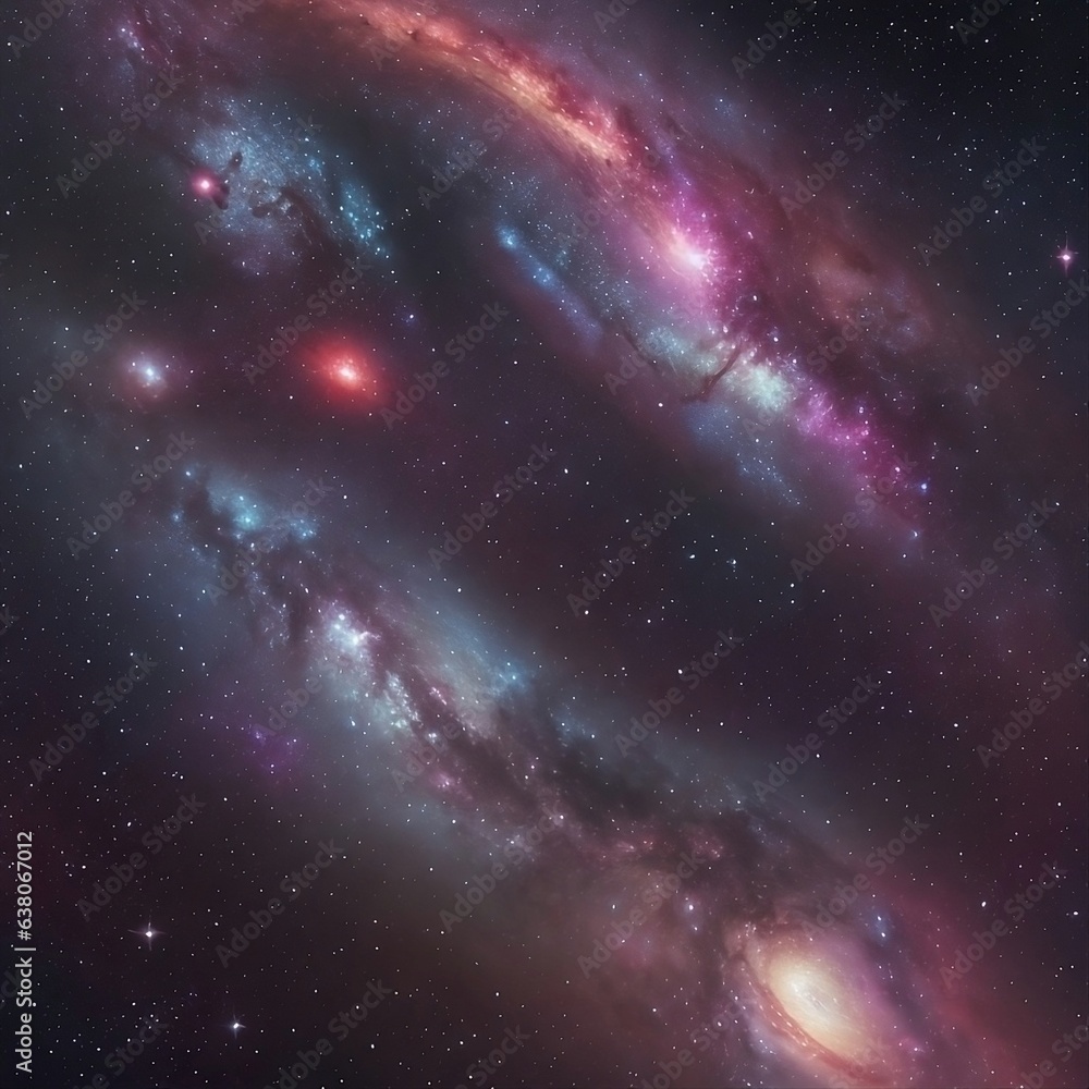 a stunning galaxy filled with vibrant nebulas, stars, and planets against a dark backdrop