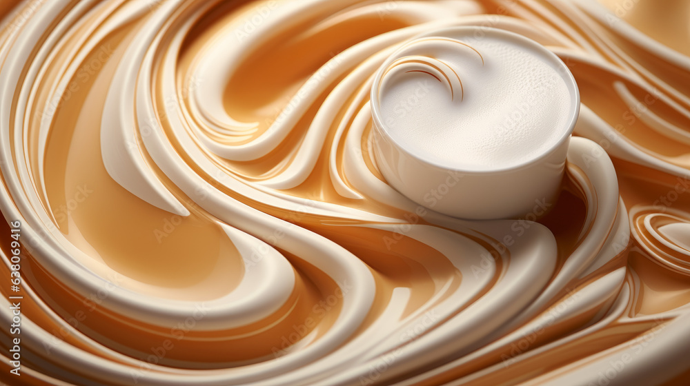 Abstract pattern in the swirls of cream in a cup of coffee Abstract pattern in the swirls of cream in a cup of coffee