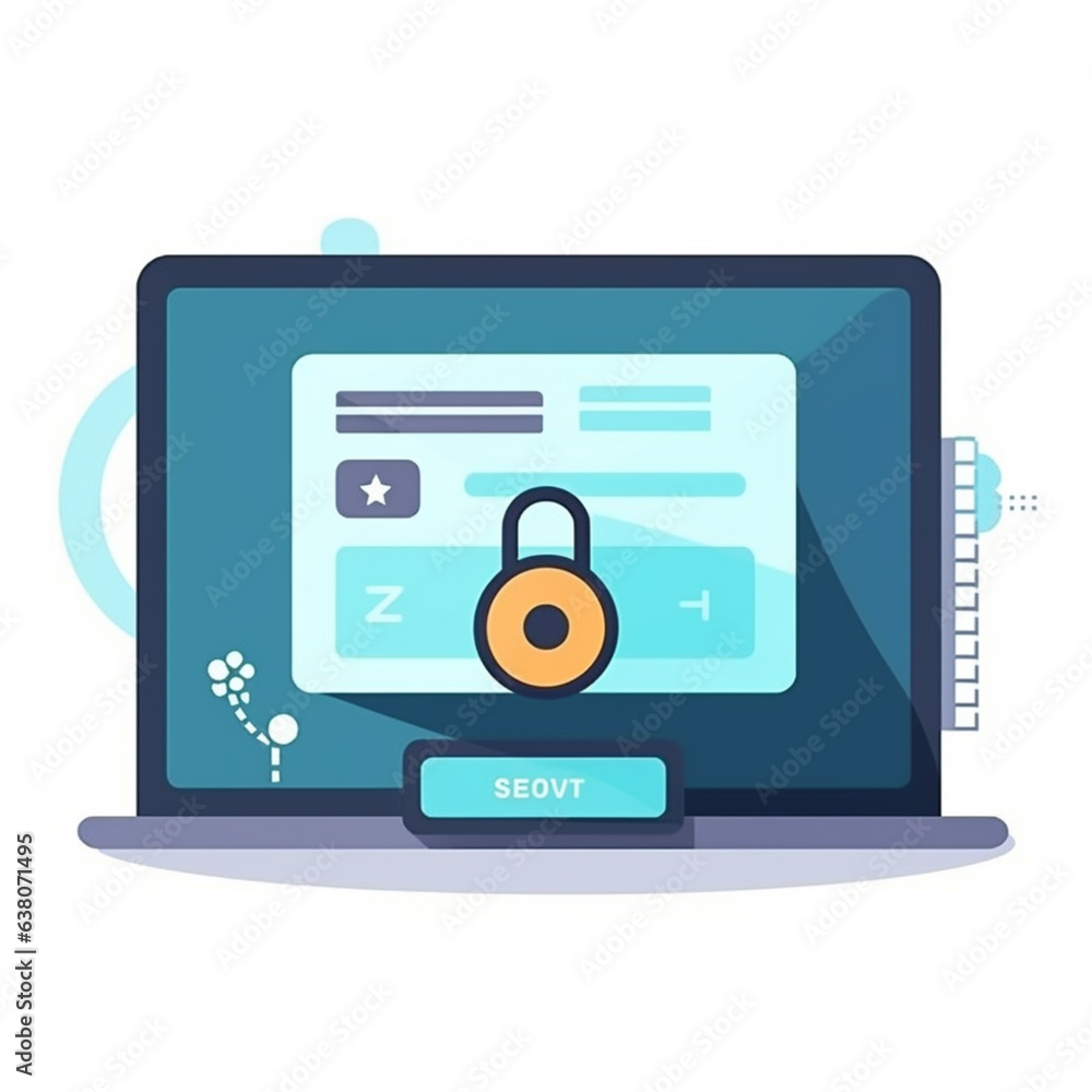 Internet Security with laptop and lock. Traffic Encryption, VPN, Privacy Protection Antivirus hack.flat 3d isometry Internet Security with laptop and lock. Traffic Encryption, VPN, Privacy Protection Antivirus hack.flat 3d isometry
