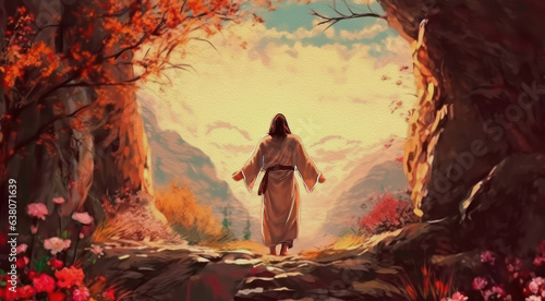 Resurrection. Biblical illustration, generative ai