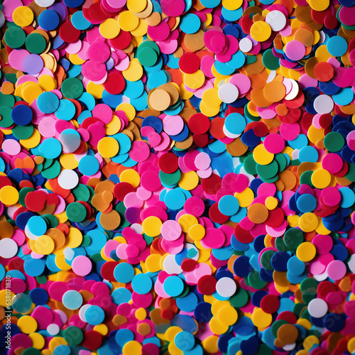 Colorful confetti background. Top view. 3d rendering.