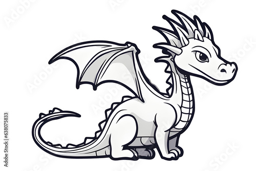 sticker illustration of a cartoon dragon, generative ai 