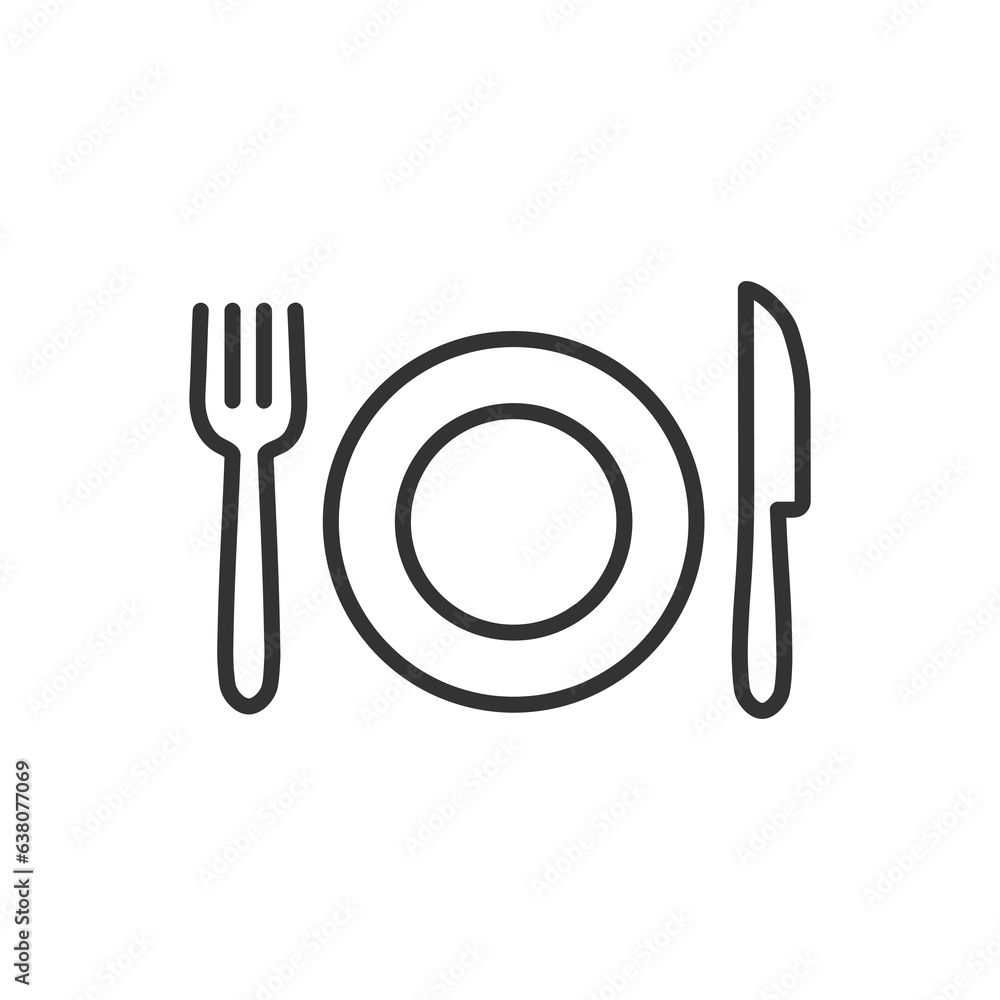 Utensils cutlery - line icon with editable stroke. Outline symbols. Vector illustration isolated on white background. Utensils cutlery - line icon with editable stroke. Outline symbols. Vector illustration isolated on white background.