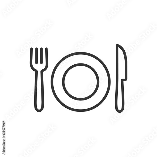 Utensils cutlery - line icon with editable stroke. Outline symbols. Vector illustration isolated on white background.