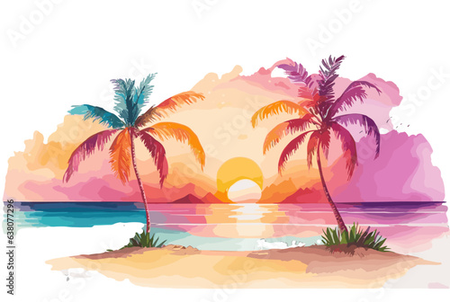 Sunset vintage retro style beach surf poster vector © Panda design