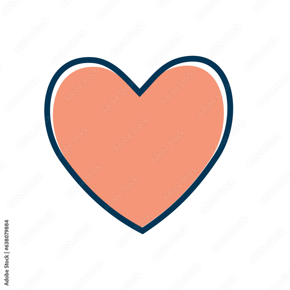 Orange heart with blue outline emoji isolated on white background. Emoticons symbol modern, simple, printed on paper. icon for website design Orange heart with blue outline emoji isolated on white background. Emoticons symbol modern, simple, printed on paper. icon for website design