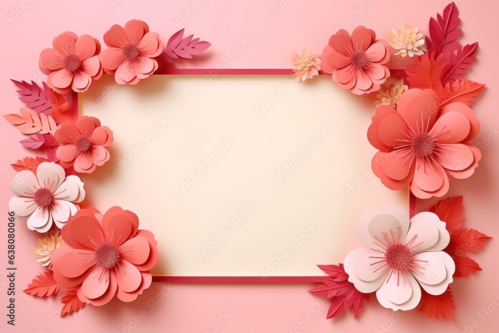 A vivid and inviting display of petal-soft pink paper flowers surrounds a shimmering rectangular mirror, bringing a touch of joy and beauty to any indoor wall A vivid and inviting display of petal-soft pink paper flowers surrounds a shimmering rectangular mirror, bringing a touch of joy and beauty to any indoor wall