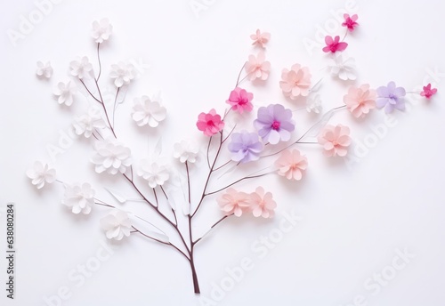 A sakura tree blossoms with vibrant paper flowers, captivating the senses with its beauty and whimsical charm