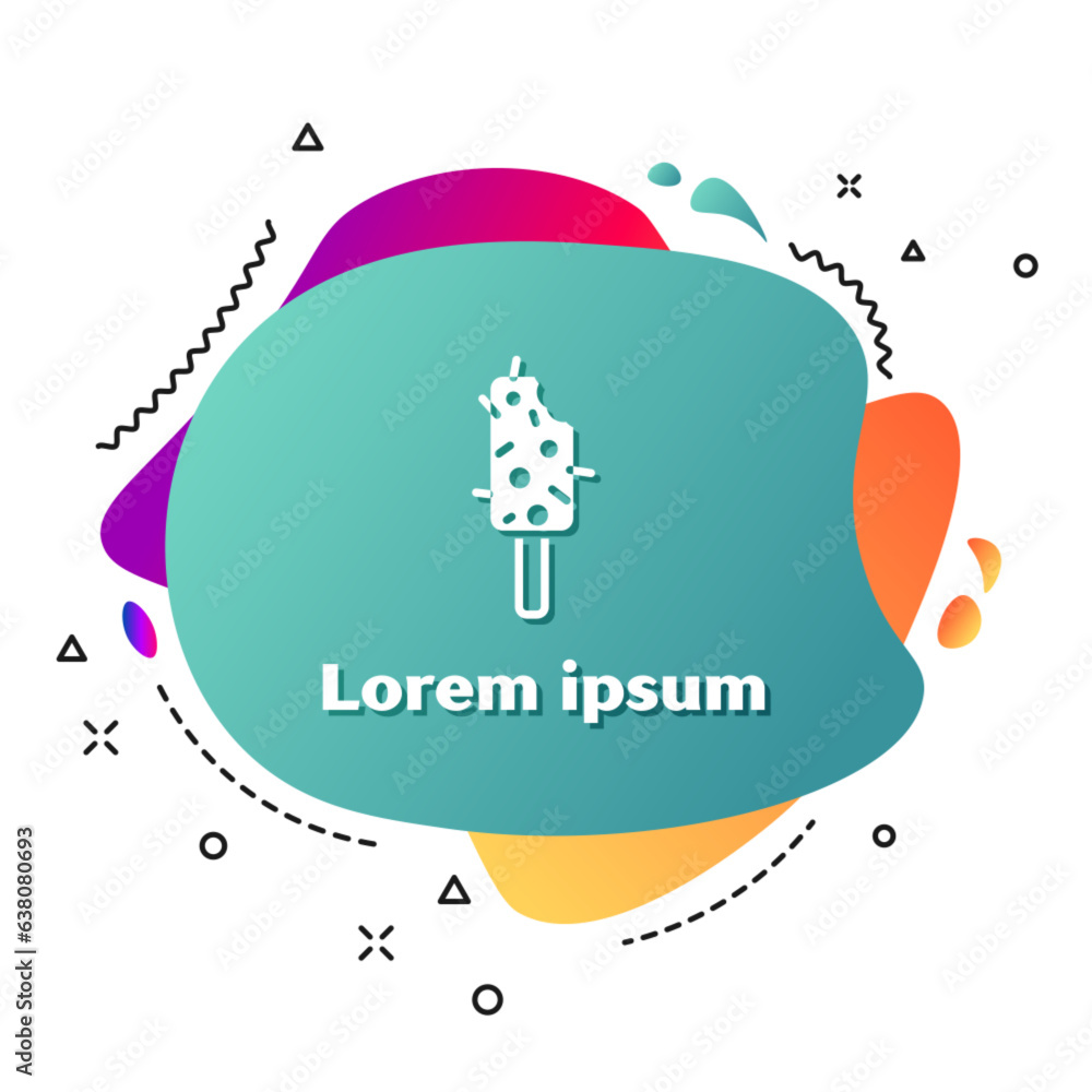 White Ice cream icon isolated on white background. Sweet symbol. Abstract banner with liquid shapes. Vector White Ice cream icon isolated on white background. Sweet symbol. Abstract banner with liquid shapes. Vector