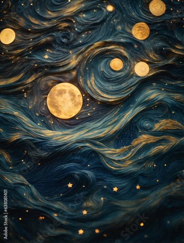 Starry Night Reimagine in Vector Art Illustration