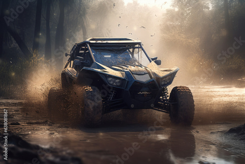 4x4 off-road racing vehicle, in full competition. Generative AI.