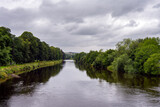 The Wye river in Builth Wells in summer, Powys, Wales