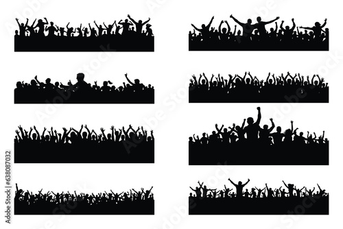 crowd people silhouette set