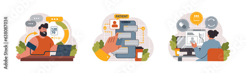 Telemedicine set. Online consultation with a doctor. Remote medical