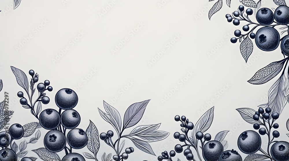 Blueberry plant old style pattern.