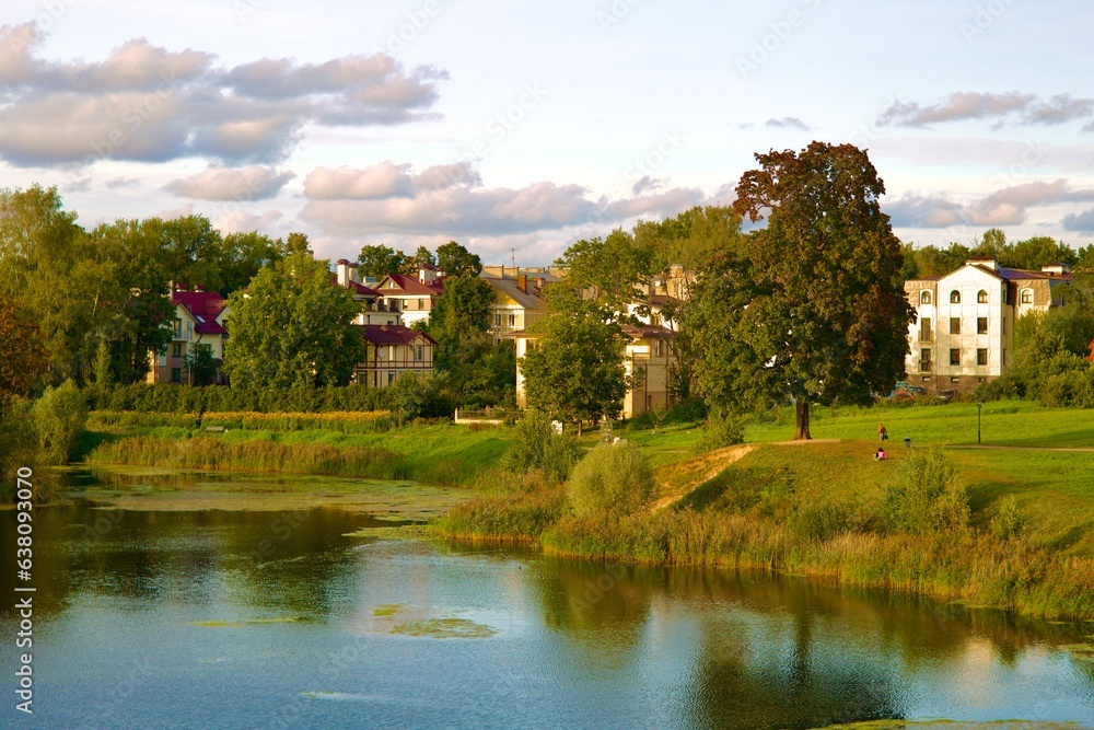 Landscape with a lake and houses