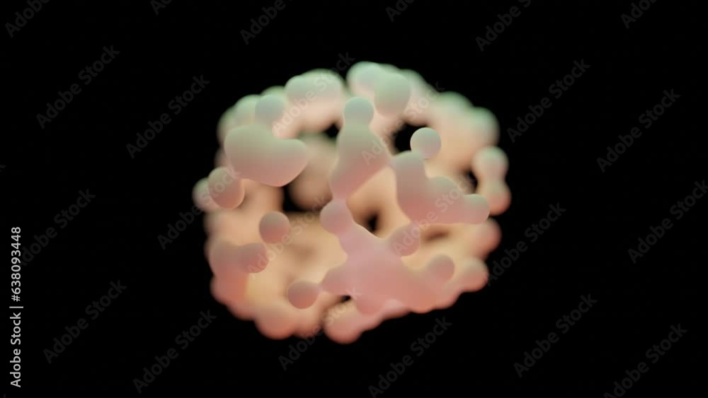Abstract animation of a white liquid, biological drops in the form of a sphere, animated 3D graphics on a black background. Abstract animation of a white liquid, biological drops in the form of a sphere, animated 3D graphics on a black background.