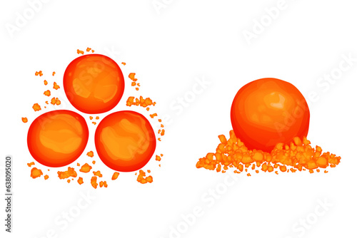 Salted egg yolk powder with salted eggs isolated on white background.Vector eps 10