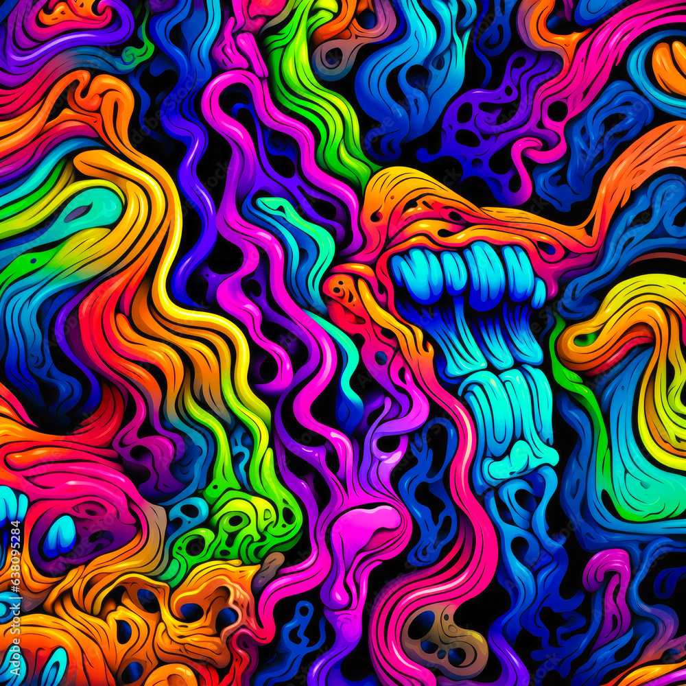 Illustration of Abstract Psychedelic Trippy Wallpaper design for Backround, Texture pattern. generative ai