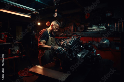auto mechanic repairs an automobile unit, gearbox, generator, ca © nordroden