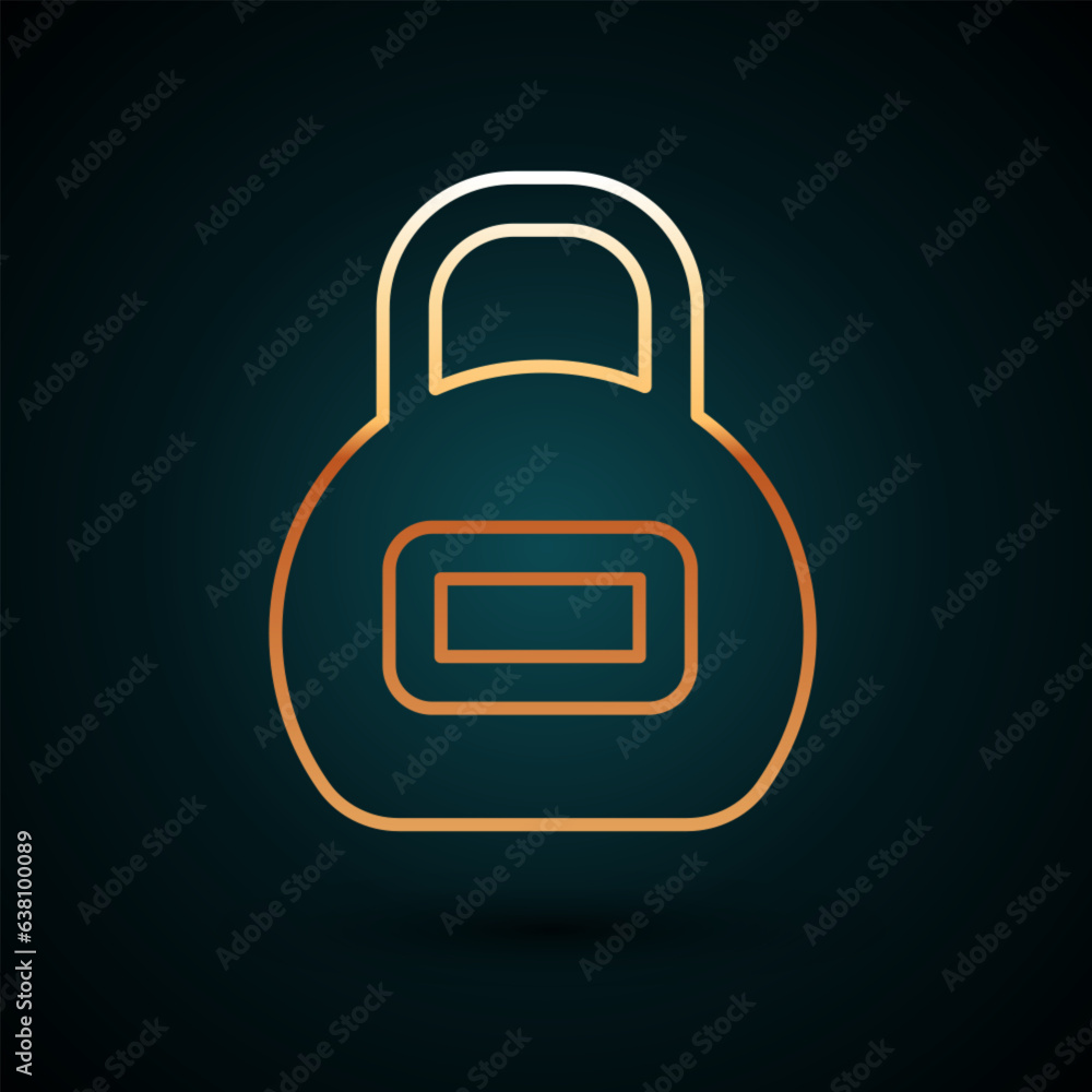 Gold line Kettlebell icon isolated on dark blue background. Sport equipment. Vector Gold line Kettlebell icon isolated on dark blue background. Sport equipment. Vector