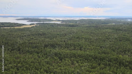 Aerial view of a forest and lakes in Norway