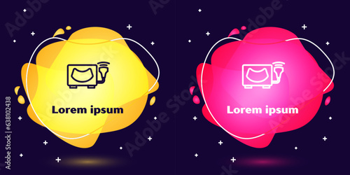 Set line Ultrasound icon isolated on blue background. Medical equipment. Abstract banner with liquid shapes. Vector
