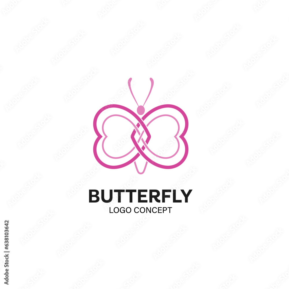 Butterfly wing heart Logo Design Symbol Template Flat Style Vector Illustration