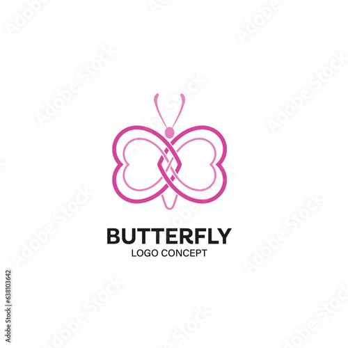Butterfly wing heart Logo Design Symbol Template Flat Style Vector Illustration