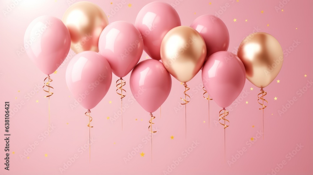 Pink holiday background with balloons