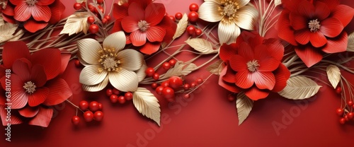 Red and golden flower background