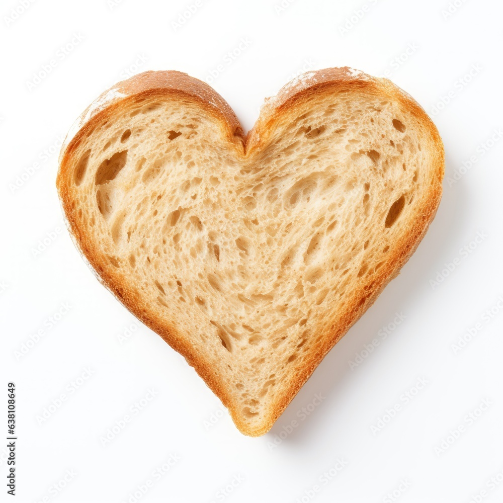 Heart-shaped bread on white background. Generative AI Heart-shaped bread on white background. Generative AI
