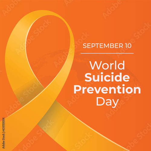 World suicide prevention day design template good for celebration. yellow ribbon design template. flat ribbon design. vector eps 10.