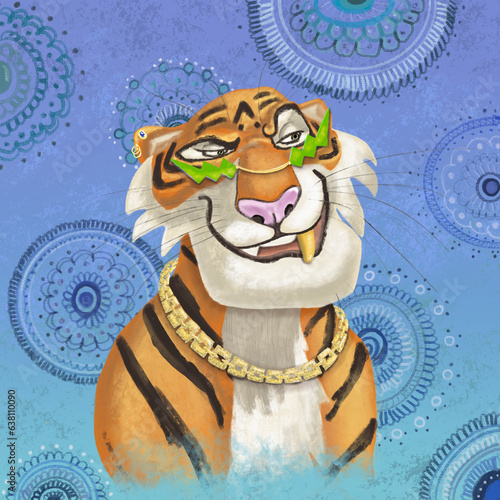 Canvas Print Gold Tiger has his own style to impress the illustration.