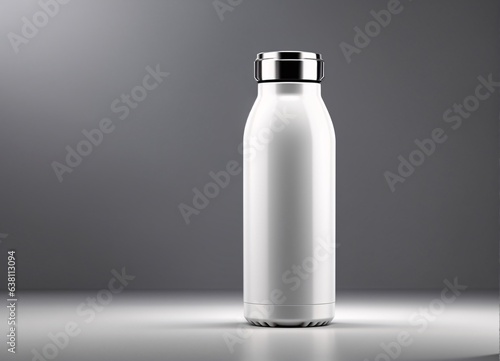White Stainless Steel Thermo Bottle Mockup Dark Background