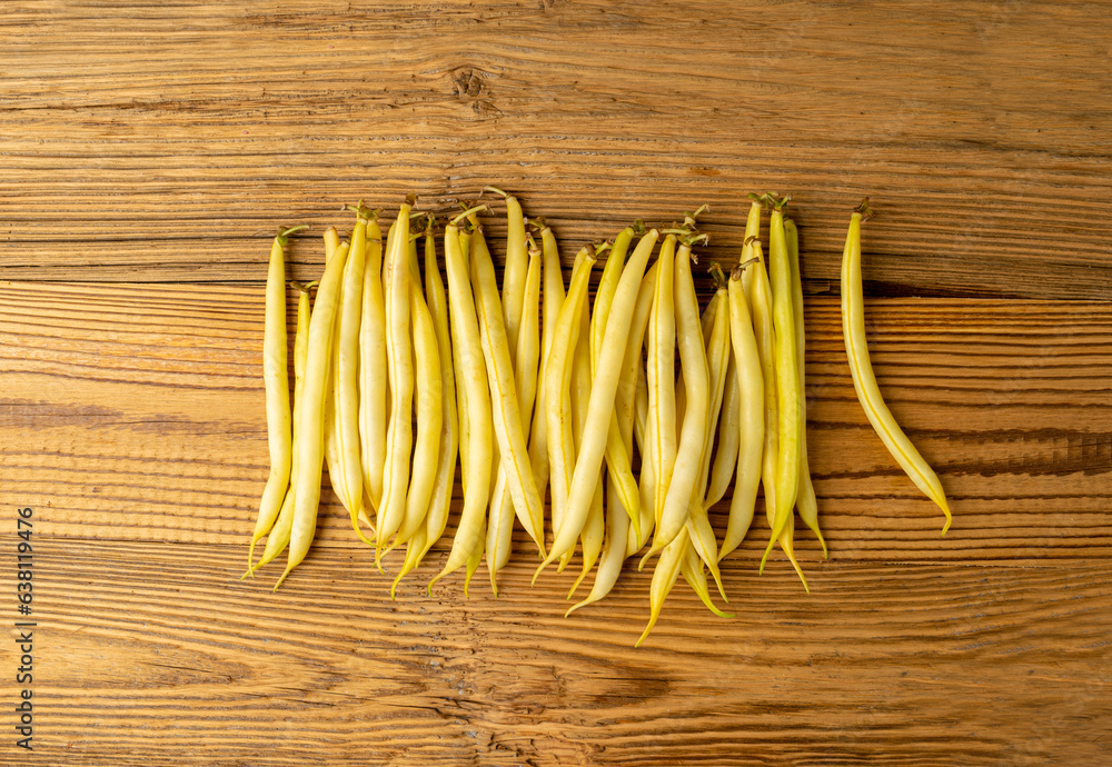 Yellow French Beans, Raw String Beans Pile, Fresh Wax Bean Pods Yellow French Beans, Raw String Beans Pile, Fresh Wax Bean Pods