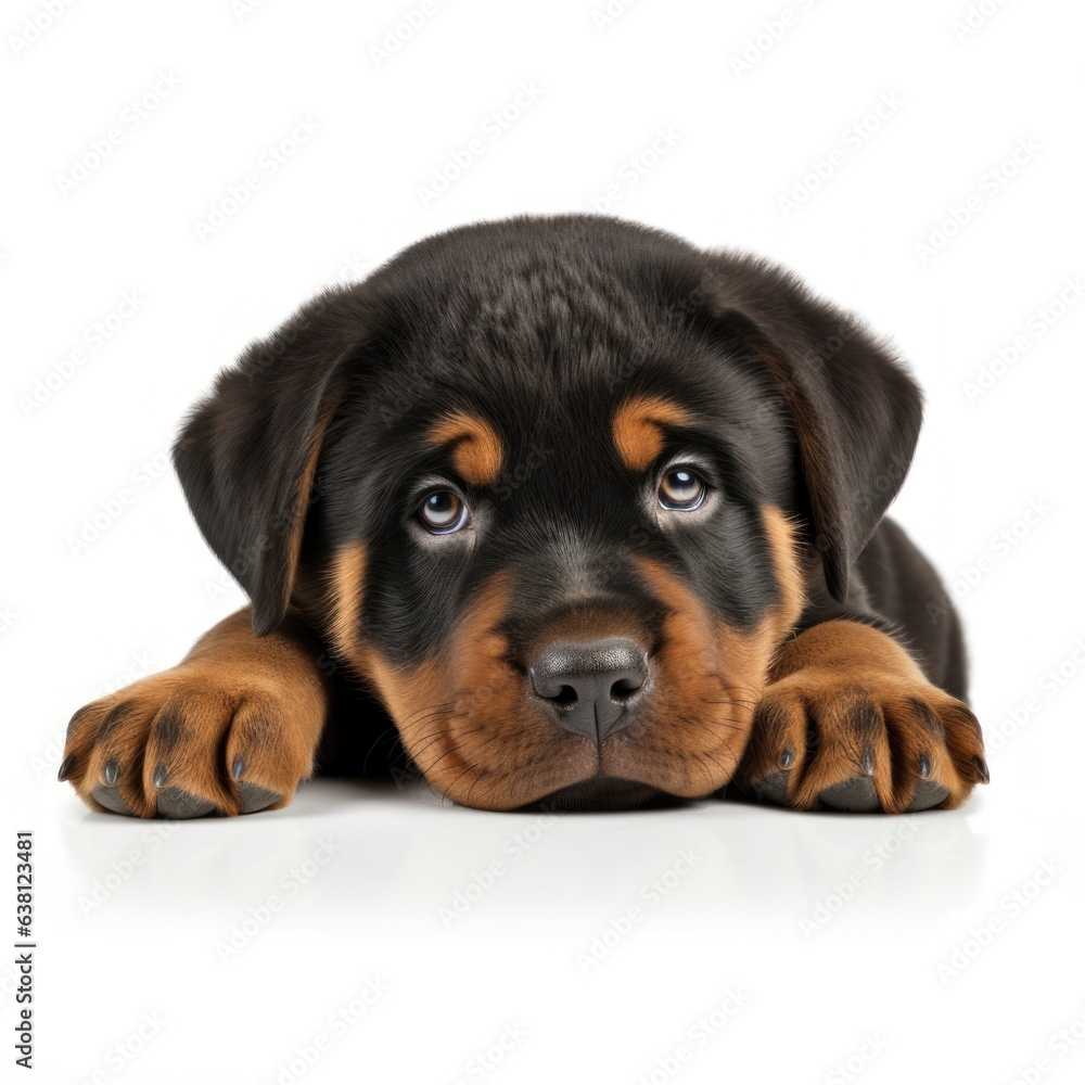 Adorable Rottweiler Puppy Relaxing in Restful Pose generative ai