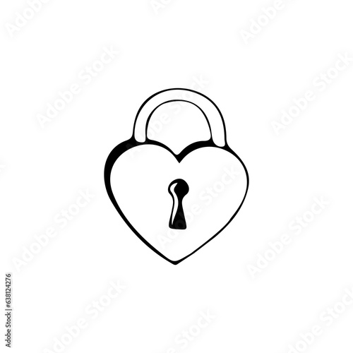 vector illustration of a heart shaped padlock