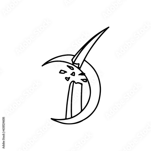 vector illustration of sword with moon concept