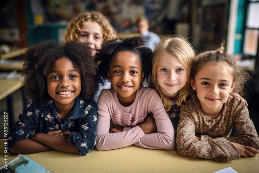 Photo of multiracial children enjoy their school life