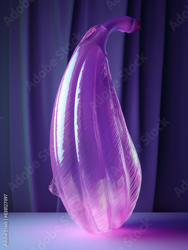 glass eggplant vase concept 3d rendering, octane rendering, light violet, layered translucency, bold colours, transparent glass photo