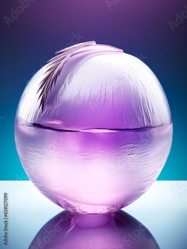 A glass effects coconut 3d rendering light violet layered transparent glass with gradient background photo