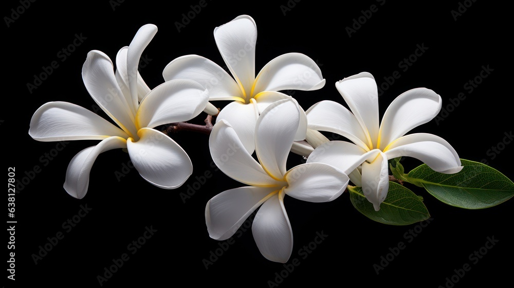 frangipani flower isolated on black generative ai